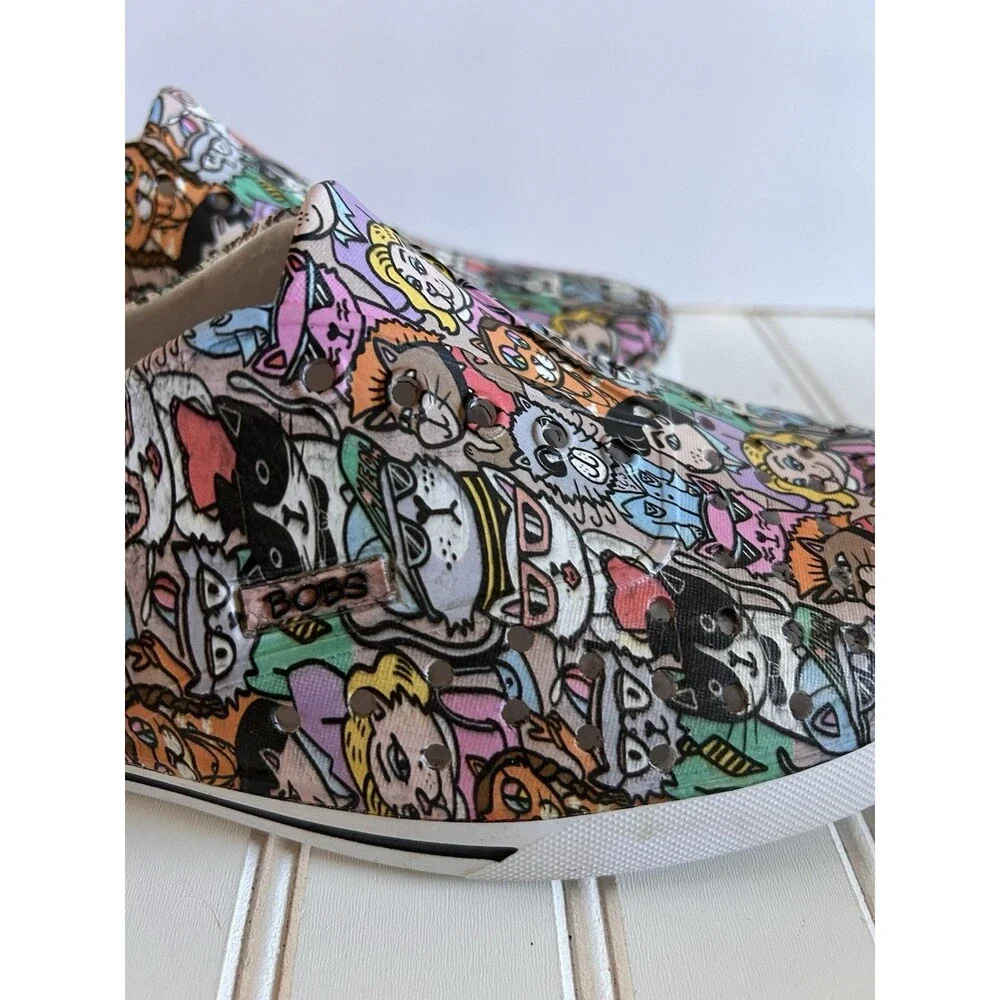 Skechers BOBS Aquamenace Cat Print Shoes Women Sz 9 Slip On EVA Foam Rubber Flat - Picture 13 of 13
